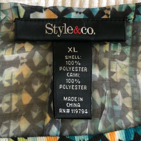 Style & Co Printed Tank & Matching Sheer Mesh Pancho - Picture 3 of 7